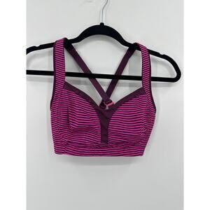 Lululemon Ta Ta Tamer II High Impact Sports Bra Hyer Stripe Raspberry Glo 34D